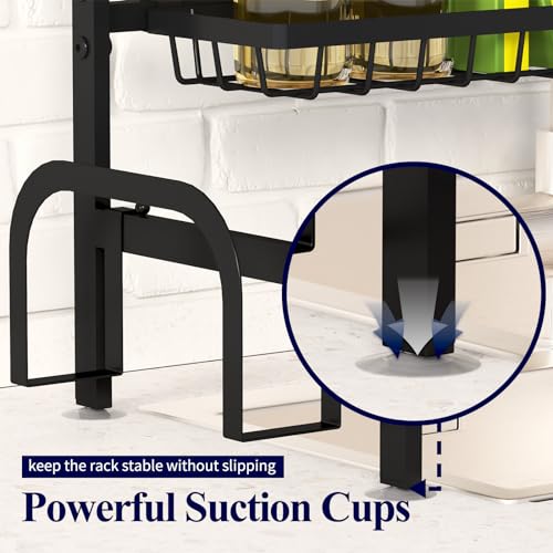 Kitsure Over The Sink Dish Drying Rack - 26.8" to 33.9"x21.5", Adjustable Sink Drying Rack for Kitchen Sink with Large Capacity, 2-Tier Dish Rack Over Sink with Multifunctional Baskets, Black - color: Black, size: Large
