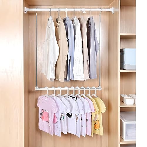 Adjustable Hanging Closet Rod, Extender Hanging Rod, Closet Hanging Organizer, Heavy Duty Closet Bar, Hanging Rod (1 Pack, Chrome) - color: Chrome, size: 1 Pack