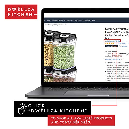 DWËLLZA KITCHEN Airtight Food Storage Containers - Pantry Snacks Kitchen Container, Baking Supplies, 4LB Sugar & Flour Canister - 4 Pc Set All Same Size - Clear Plastic BPA-Free - Keeps Fresh & Dry - color: 03 Set of 4 - 2 Liters
