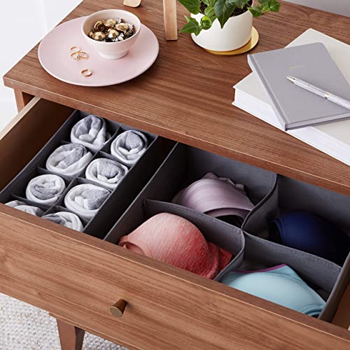 Amazon Basics Dresser Drawer Storage Organizer for Undergarments, Set of 4, Gray | Set of 4 - size: Set of 4