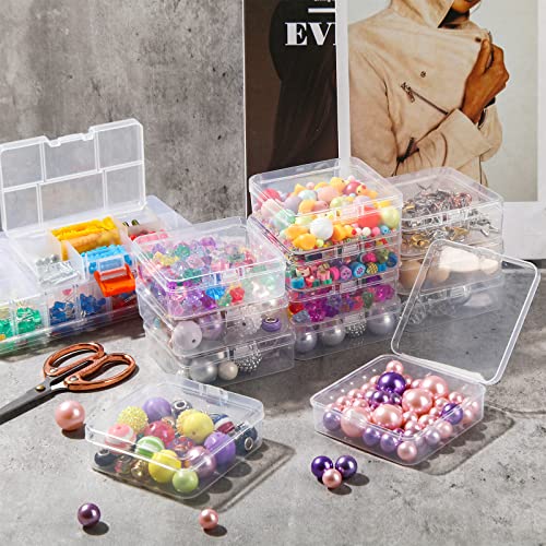 SATINIOR 100 Pcs Clear Plastic Beads Storage Containers Box Small Clear Boxes with Hinged Lid Plastic Case Mini Square Arts Crafts Storage Organizers for Small Items(2.9 x 2.9 x 1 Inch) - size: 2.9 X 2.9 X 1 Inch