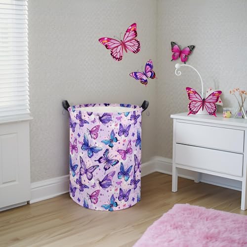 Butterfly Baby Laundry Basket & Toy Storage Bin, Purple Butterfly - color: Purple Butterfly