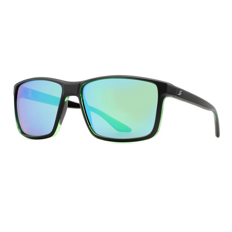 JFXQDR Men's XL Polarized Sunglasses, Big Square Sun Driving Fishing Glasses UV Blocking RFS8207 (Black Frame Green Lens), Oversized