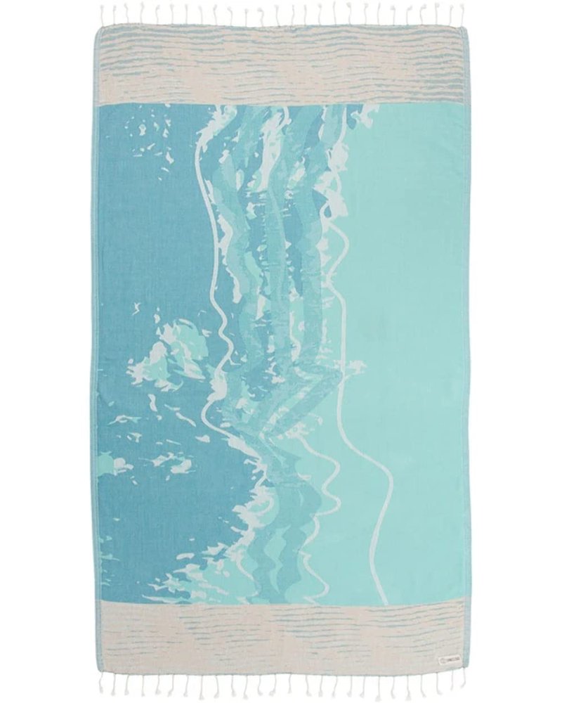 Sand Cloud Turkish Beach Towel - Sand Resistant - 100% Organic Turkish Cotton Yarn - Quick Dry Towel for Beach, Picnic Blanket or Throw - As Seen on Shark Tank - Waves