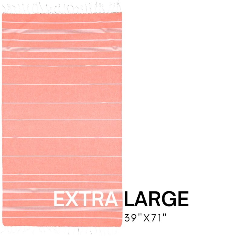 BAY LAUREL Turkish Beach Towel with Travel Bag 39 x 71 Quick Dry Sand Free Lightweight Large Oversized Towels Light (Orange with Yellow Bag)