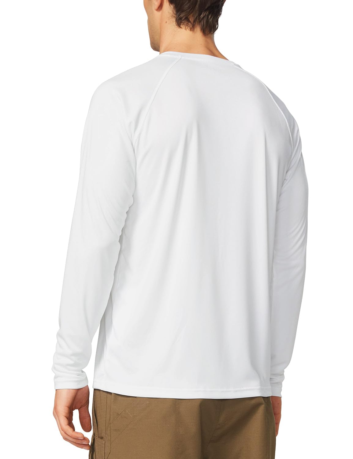 baleaf Mens UPF 50+ Sun Protection Shirts Long Sleeve Rash Guard, Quick Dry 4-Way Stretch for Fishing Swimming Surfing 01-White L