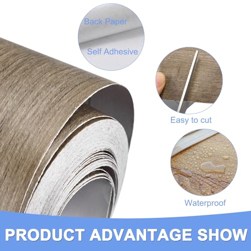 Wood Grain Repair Tape - 1 Pack Self Adhesive Wood Tape Fits for Tables Doors Window Floor Furniture Renovation - PVC Durable Multi-Use Adhesive Patch - (4-inch x 16-ft Grey)