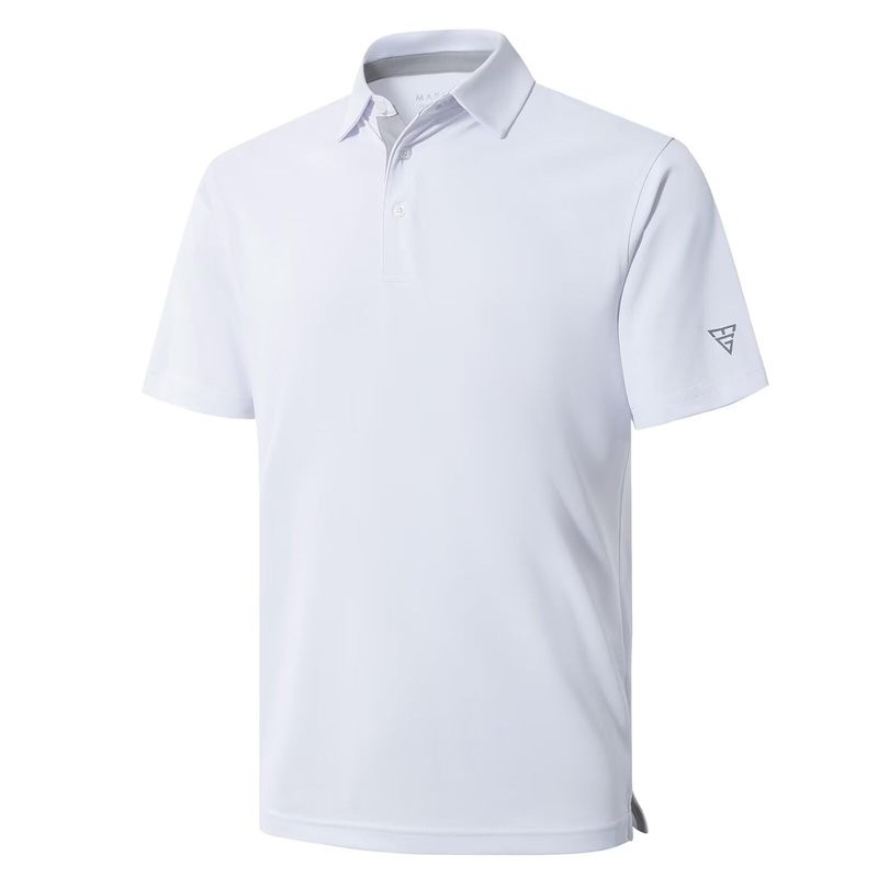 M MAELREG Mens Pique Polo Shirts Short Sleeve Performance Moisture Wicking Quick Dry Casual Golf Shirts for Men White