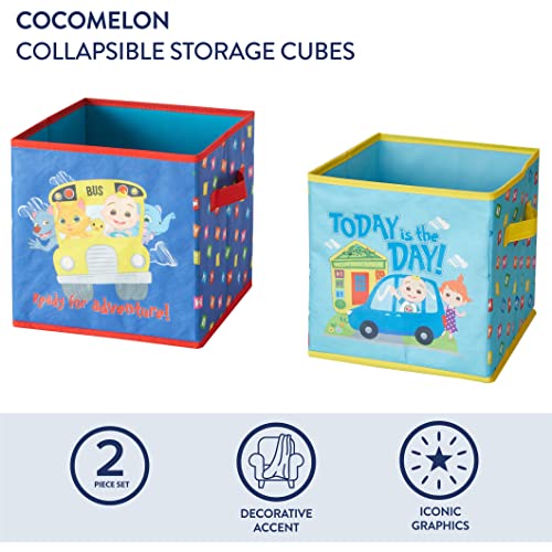 Idea Nuova Cocomelon Set of Two Spacious Collapsible Storage Cubes, 10"x10" - color: Cocomelon