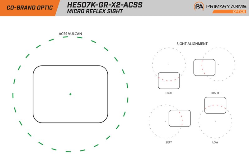 HOLOSUN HS507K Compact Pistol Red Dot Sight, 1 MOA Green ACSS Vulcan Reticle, HE507K-GR-X2-ACSS, Black