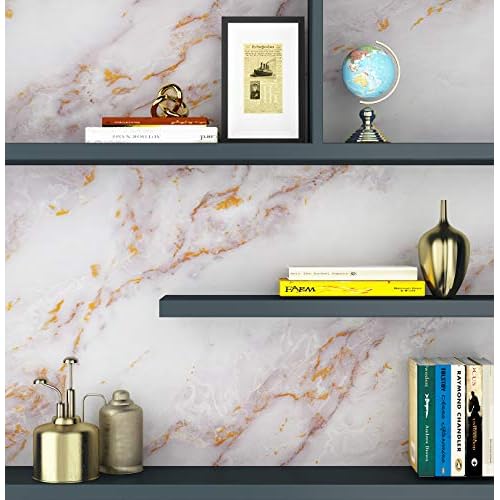 Livelynine Gold Marble Contact Paper Peel and Stick Countertops for Kitchen Table Desk Counter Top Covers Self Adhesive Wallpaper for Bathroom Sink Removable Waterproof 15.8x78.8 Inch