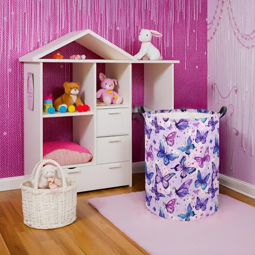 Butterfly Baby Laundry Basket & Toy Storage Bin, Purple Butterfly - color: Purple Butterfly