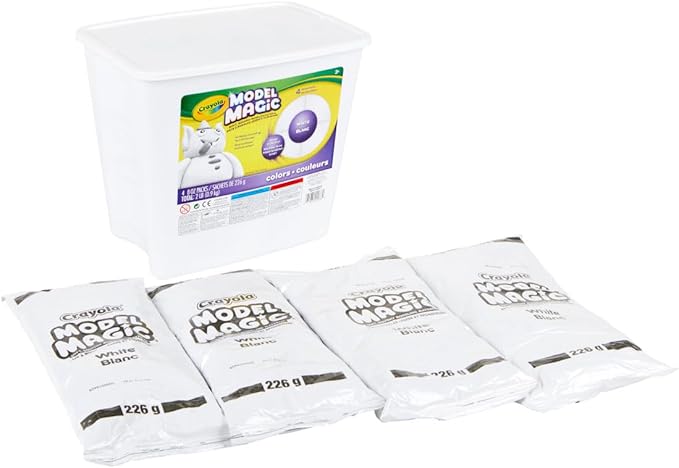 Crayola Model Magic White, 4‑Pack (8 oz Each), Air‑Dry Modeling Material for Kids, Soft Sculpting & Craft Clay Alternative, Reusable Art Material, Ages 3+