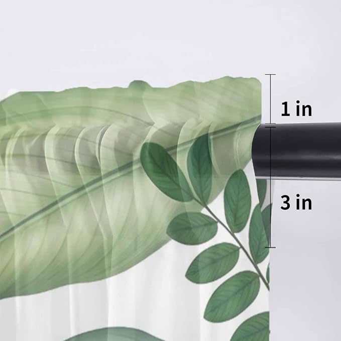 Summer Palm Leaf Sheer Valance Curtains