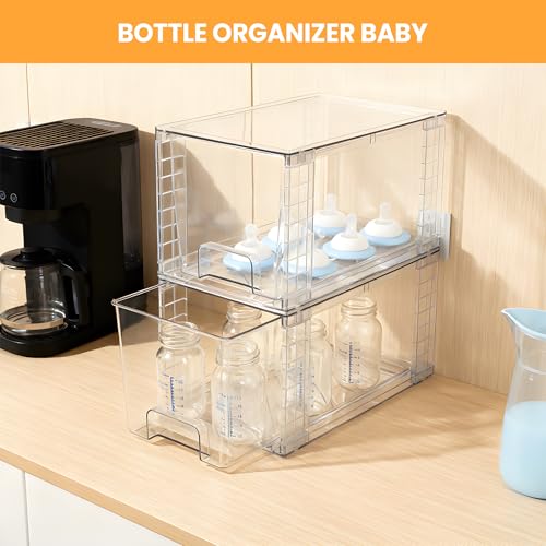2 Pack Stackable Acrylic Storage Drawers – Clear Plastic Organizer Bins, Easy to Assemble, Suitable for Bathroom, Undersink, Kitchen, Pantry, Makeup, Medicine Organization - size: 2Pack 7"H