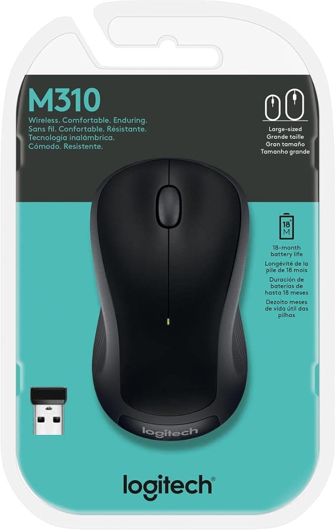 Logitech Wireless Mouse M310 (Black) (Renewed)