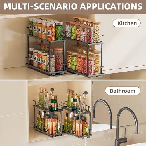 1 Packs Pull Out Spice Rack Organizer for Cabinet, 2-Tier Slide Out Seasoning Organizer, Narrow Cabinet Spice Rack, 10.7" Dx4.8 Wx8.85 H, Full Extension Ball Bearing Glides, Kitchen Pantry Organizer - size: 1 Pack