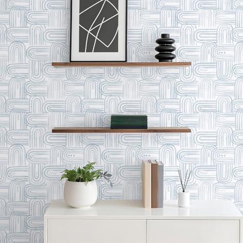 Modern Peel and Stick Wallpaper A Set of 17.3"x120" Boho Blue Contact Paper Removable Self-adheisve Wallpaper for Cabinets Shelf Drawer Bedroom Wall Decor