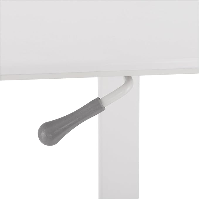 Seville Classics Airlift Height Adjustable Pneumatic Laptop Sit Stand Desk Mobile Rolling Cart, Computer Workstation for Home Office, Classroom, White, 25.6" Desktop