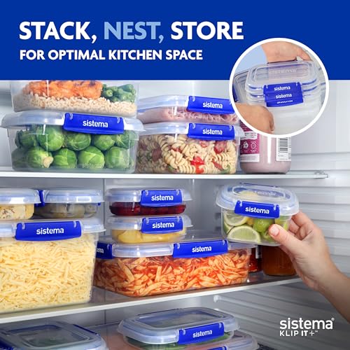 Sistema KLIP IT+ 3.35L Rectangle Food Storage Containers (3-Pack), Stackable & Airtight Food Boxes with Lids, Dishwasher, Freezer, & Microwave-Safe, BPA-Free, School Lunch Boxes - size: 3.35L (3-Pack)