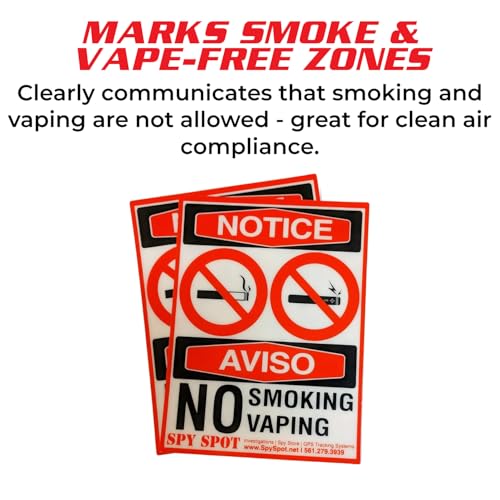 SpySpot 2 Pack No Smoking No Vaping Sticker, 3"x4" Vinyl Decals for Smoke-Free Zones ? Easy Peel & Stick for Home, Office, or Business, Weatherproof, UV Resistant, Indoor/Outdoor Use