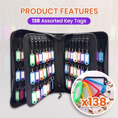 138 Position Key Organizer with Combination Lock, Waterproof Fireproof Zippered Key Case, Key Holder Box for Rental Management Real Estate Sales Hotel Executives