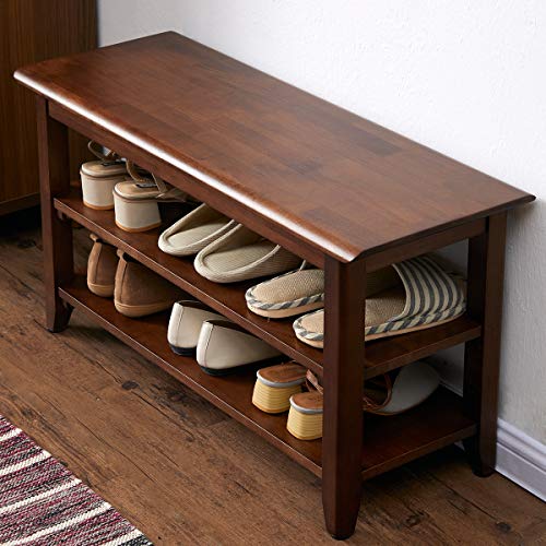 XKZG Storage Bench Wooden Shoe Rack Bench Rustic Solid Wood Entryway Bench (Brown,31.5") - color: Brown, size: 31.5"W x 11.8"D x 16.5"H