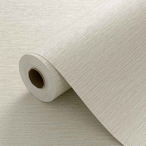 Grasscloth Peel and Stick Wallpaper 20.8"x394" Cream Thick Fabric Textured Linen Classic Faux Grassweave Neutral Removable Wallpaper Vinyl Film Roll for Home Use
