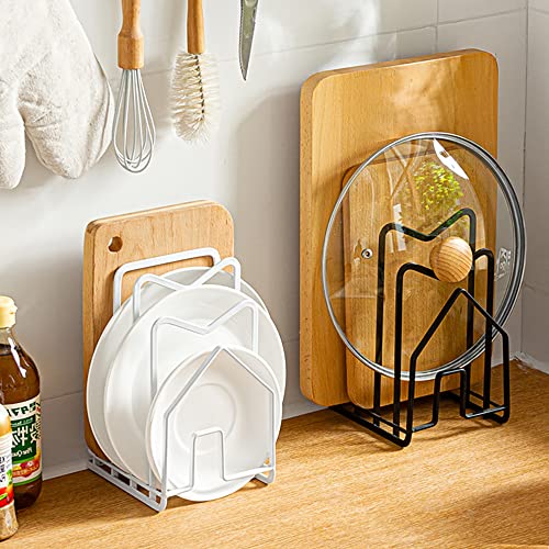 Poeland Kitchen Pantry Organizer Rack for Dinnerware, Bakeware, Cookware, Cutting Boards, Pan Lids - color: Black