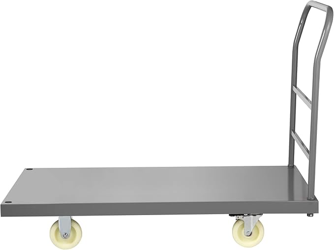 VEVOR Platform Truck, 2000 lbs Capacity Steel Flatbed Cart, 47" Length x 24" Width x 32" Height Flat Dolly, Hand Trucks with 5" Nylon Casters, Heavy-Duty Utility Push Carts for Luggage Moving