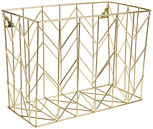 U Brands Hanging File Desk Organizer, Wire Metal, Gold - 894U02-06 (Pack of 6) - size: 9.37H x 12.2W x 6.85D inches (Pack of 6)