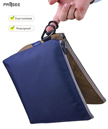 Tool Pouch Zipper Small Tool Bag Pouches Organizer Bag with Metal Carabiner, Nylon 1680D Heavy Duty for Wrenches, Screwdrivers & Office Supplies, Pack of 3, Green, Khaki, Blue, 11 Inch - color: 3 Pack, 11" Blue, 11" Khaki, 11" Green