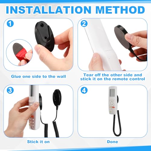 4 Pack 70 Inch Magnetic Remotes Control Holder with Spring Ropes Retractable Cord Remote Holder Wall Mount Anti-Loss Remote Control Leash Wall Mount for Projector TV Fan Couch, Bedside Table - size: 70 Inch