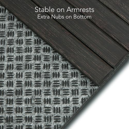 DETOR Sofa Arm Tray with Spacious 12.4" x 5.4" Storage Box, Ebony Bamboo Finish, Enhanced Non-Slip Felt Bottom, Sturdy Bamboo Slats, Fits Armrests 6" and Wider - color: Ebony