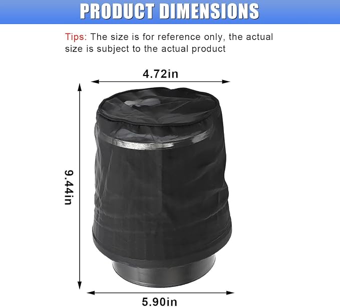 Air Intake Filter Sock Cover, Waterproof Dustproof Air Cleaner Protective Cover