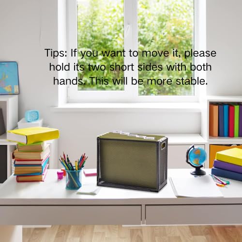 EASEPRES Desk Hanging File Organizer with 5 Folders, Mesh Metal Letter-Size Desktop File Holder Box for Filing Folder Storage Basket, 1 Pack Black, 12.2 x 9.45 x 5.45 inches - size: 1 Pack with 5 Folders