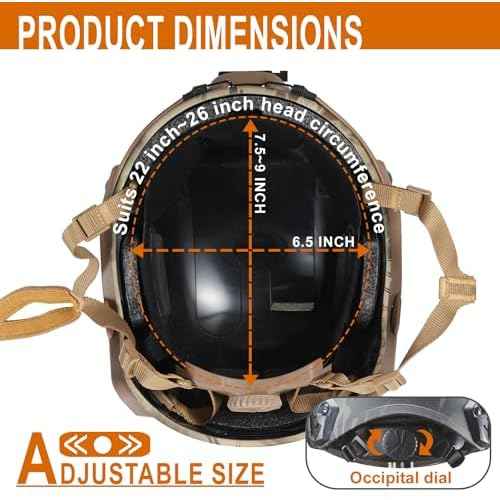 Lancer Tactical Medium - Large Industrial Durable ABS Plastic Constructed Maritime Helmet w/Adjustable 20mm Side Rail Adapter Padding Stickers NVG Shroud Bungee Retention Goggle Clip
