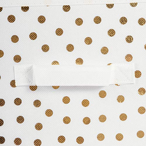 DII Non Woven Polyester Storage Bin, Polka Dot, White & Gold, Small Set of 4 - color: White & Gold, size: Small Set of 4, 11x11x11" Cube