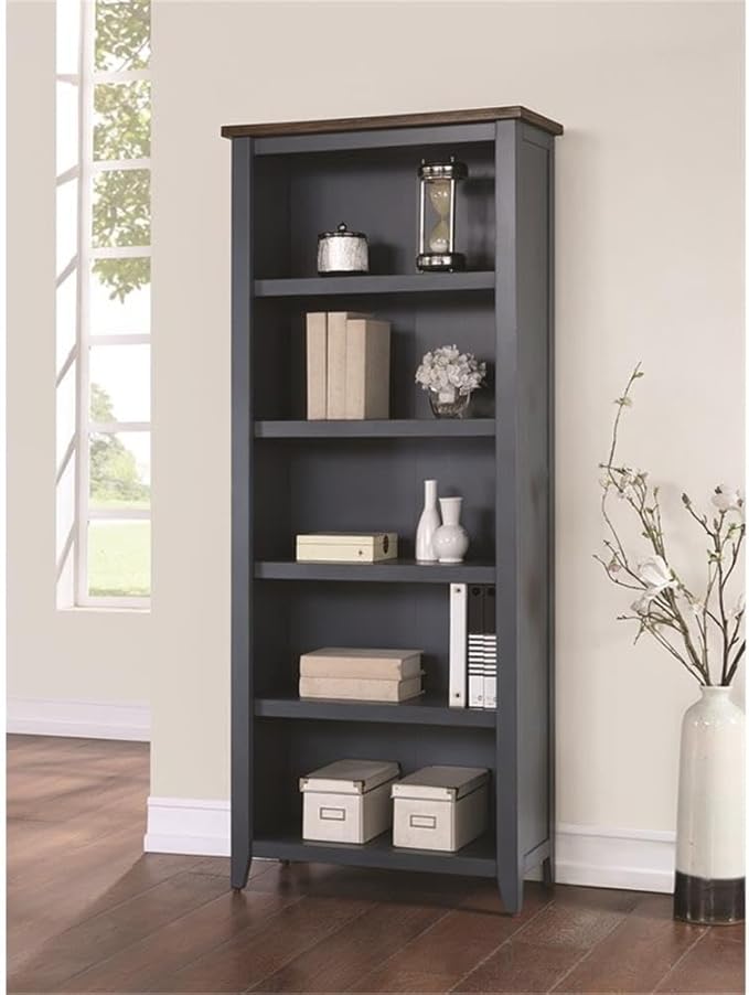BOWERY HILL Open Wood Bookcase Bookcase in Blue