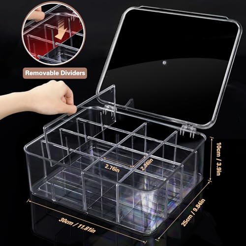DILIBRA Socks Underwear Drawer Organizer for Closet, 16 Compartment Removable Divided Plastic Clear Sock Storage Box with Lid, Underwear Storage Tie Organizer Box for Bra Socks Ties Scarf Tea Bag