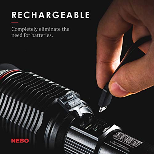 NEBO Redline 6K Rechargeable Flashlight | 6000 Lumens, 4 Light Modes, Durable Metal & Waterproof, Bright Tactical Light for Camping, Hunting & EDC, Includes Charging Cable