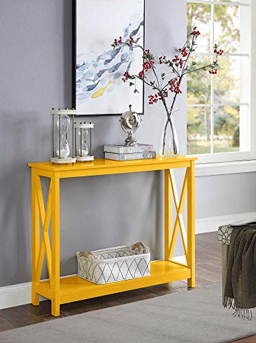Convenience Concepts Oxford Console Table 39.5" - Sofa Table with Storage Shelf, Transitional Entryway Hall Table for Living Room and Bedroom, Display Foyer Table, Yellow - color: Yellow