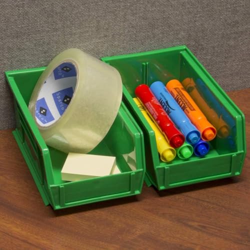 Akro-Mils 30220 AkroBins Plastic Storage Bins, Space-Saving Stackable Bins for Garage, Pantry, Craft Organization, 7" x 4" x 3", Green, 24-Pack - color: Green