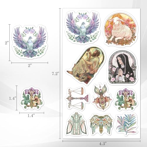 Pack 50 Pcs Christian Catholic Stickers for Water Bottles Laptop Cups Scrapbooking Journaling Teens Kids Spanish Boys Girls Adults Waterproof Aesthetic Sticker Small Vinyl Decals