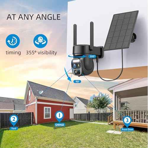 Hawkray Pannel Solar Wireless Outdoor Security Camera£¬ Dual-Lens, 10xZoom, 2K Resolution 3MP 360¡ÆPan/Tilt£¬2.4&5G WiFi Battery Powered Camera with Spotlight Alarm PIR Motion Detection