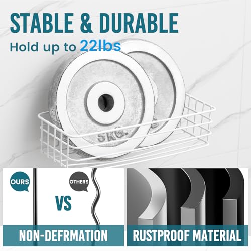 TAILI Shower Caddy Suction Cup 2 Pack with Hooks & Soap Holder, Heavy Duty Shower Organizer for Bathroom, No Drilling Bathroom Organizer with Large Capacity, Metal Storage Holder-White - style: 2 × White