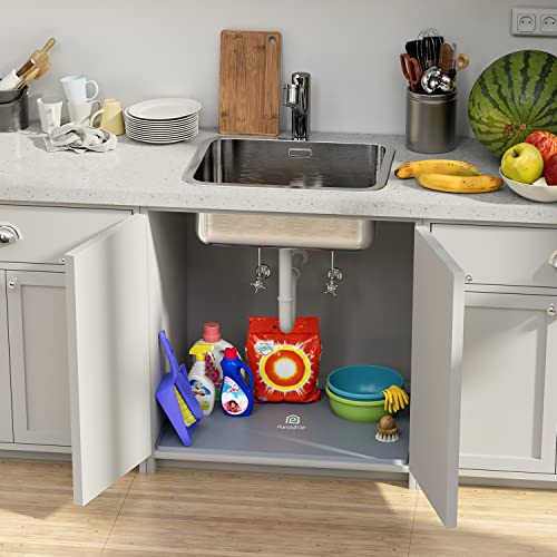Under Sink Mat, 34" x 22" Silicone Kitchen Cabinet Tray, Waterproof & Flexible Under Sink Liner for Kitchen Bathroom and Laundry Room - size: 22"W x 34"L