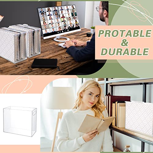 Thenshop 3 Pcs Acrylic File Organizer Acrylic Desktop File Box with Handle Hanging Folder Clear Holder Filing Box for Office Home School Letter Size Folder Storage, 12.2 x 5.5 x 9.4 Inch