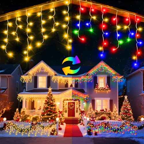 131 Ft String Lights for Outside, 1280 LED Christmas Lights Outdoor Plug in, Christmas String Lights with 11 Modes & Timer for Holiday, Party, Wedding, House, Patio, Outdoor Decorations