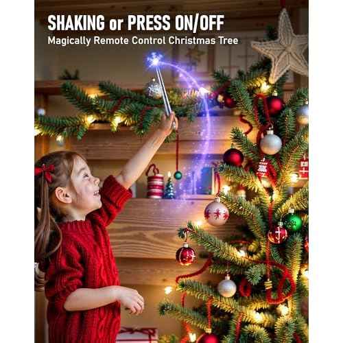 Magic Wand for Christmas Tree Light, Wireless Christmas Tree Wand Remote Control for Christmas String Lights and Decorations Lights Turn On and Off, Surprised for Kids Family Christmas Gift, 2 Sockets